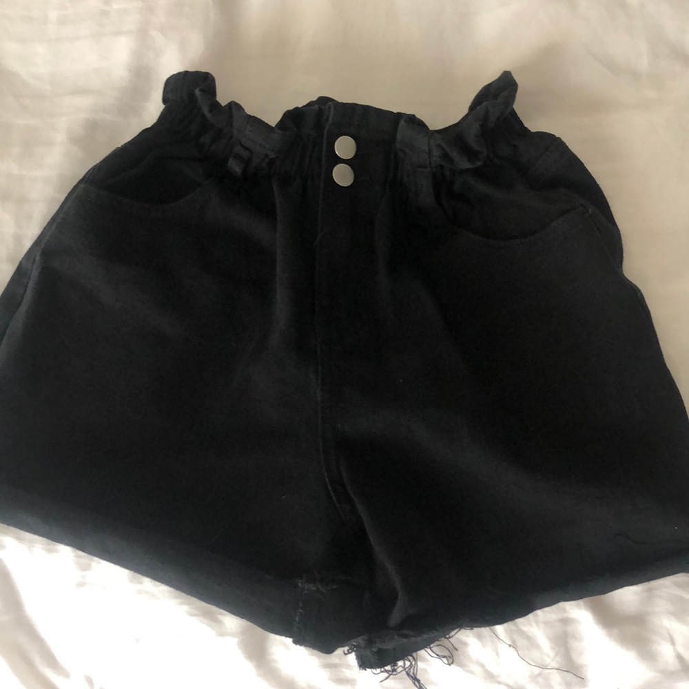 Black denim shorts